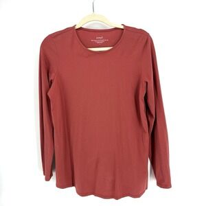 PURE Jill Pima Stretch Cotton Shirttail Tee T-Shirt Small Rust Layer Basic